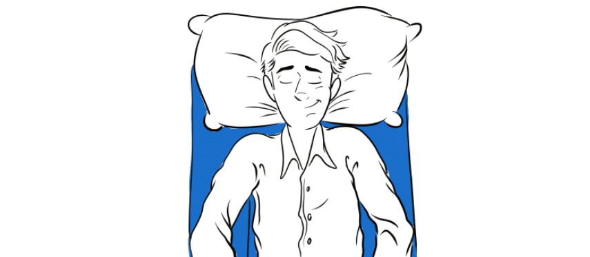 Patient sleeping comfortably on back with Restore You shoulder surgery recovery support providing side positioning